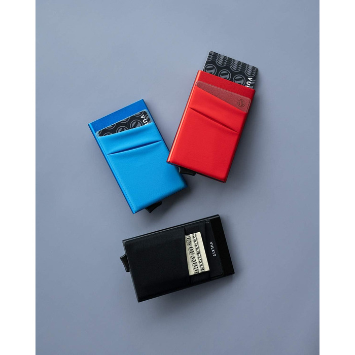 Чохл для карт VULKIT RFID NFC: захисне портмоне для чоловіків з відділенням для грошей. Містить 5-7 карт та банкноти. Колір: шампань