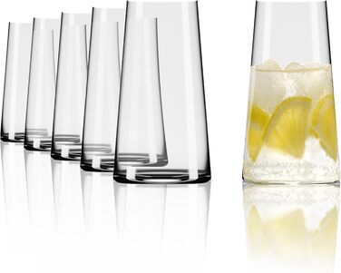 Stölzle Lausitz Long Drink Glasses Power 6-Piece Set 460ml – Elegant Highball Cocktail Glasses for Drinks, Water & Juices – High-Quality Long Drink Glasses Made of Crystal Glass – Dishwasher & Shockproof