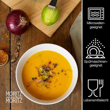 Набір салатників Moritz & Moritz BASIC, 6 шт. - діаметр 14 см, об'єм 500 мл - з якісного порцеляну, білий - для супів, салатів, десертів, мюслі