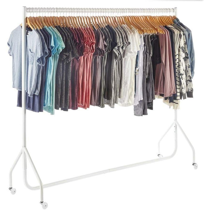 The Shopfitting Shop Clothes Rack 1.83 m long x 1.54 m high, robust, 32-mm steel pipe, White