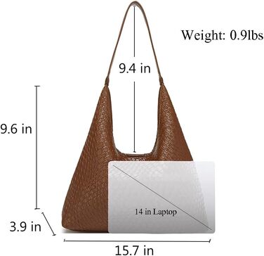 Жіноча сумка-хобо з екошкіри, велика місткість, плечова сумка з ручкою (коричнева)