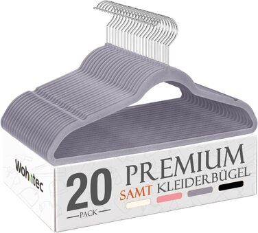 В'язки для одягу з велюру, 20 шт. - В'язки для одягу, економія місця, неслизькі, міцні, 360° обертання - для сорочок, костюмів, светрів, штанів, сірі