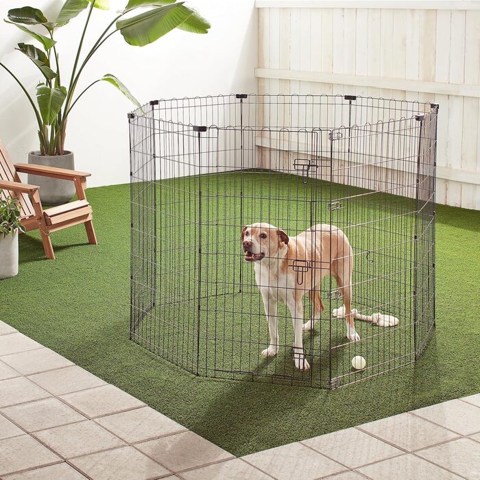 Amazon Basics Octagon, Square, and Rectangle Dog Playpen - Foldable Metal Crate with Door - 152.4 x 152.4 x 122 cm