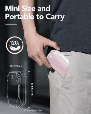 Електричні грілки для рук PHEJIE, 2 шт. - 3 режими нагріву, портативні, для активного відпочинку, кемпінгу, подарунок для жінок та чоловіків (рожево-білі)