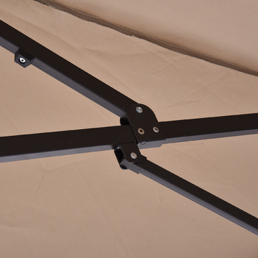 Outsunny Market Umbrella, Double Canopy Umbrella with Hand Crank, Oval 460 x 270 x 240 cm in Light Coffee for Garden & Terrace