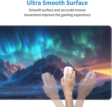 Японський килимок для миші для геймінгу, чорний, 80 x 30 см, з неслизькою основою, водонепроникний, з прошитими краями, для геймінгу, офісу, дому (Чорна хвиля) (Aurora)