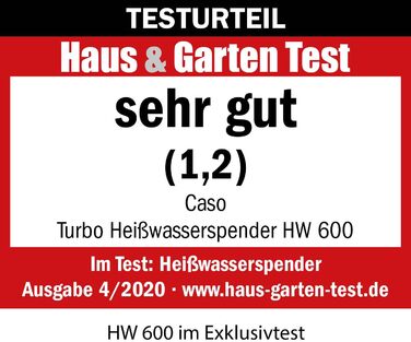 CASO HW 600 - Hot Water Dispenser - Test Result: very good - hot water in seconds, saves up to 50% energy compared to a kettle, suitable for baby food