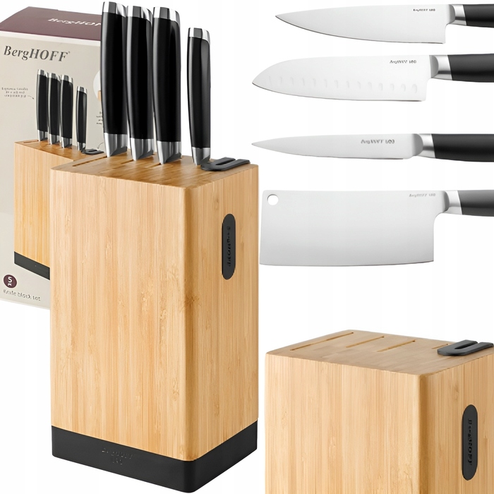Набір кухонних сталевих ножів BergHOFF (4 шт.) у дерев'яному блоці, Graphite