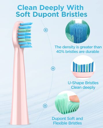 Електрична звукова зубна щітка для дорослих та дітей - 8 насадок, 5 режимів, 120 днів роботи від заряду, рожева