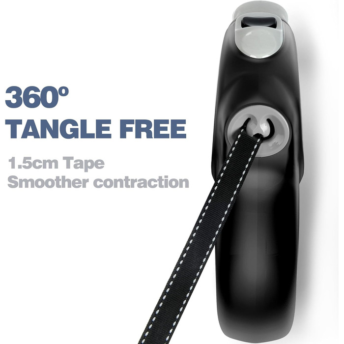 Рулетка для собак Fida 8м, чорна, до 50кг, 2025