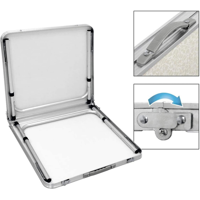 Складний стіл 60 см, портативний, для кемпінгу та пікніка, сад, на вулицю, регульована висота, алюмінієвий каркас, 60 x 45 x 25,9 см (Д x Ш x В)