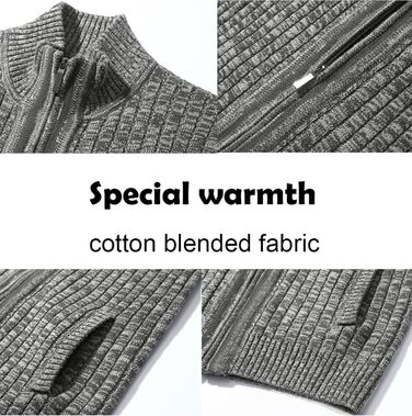 Чоловічий кардиган AOI RAY з блискавкою та стоячим коміром, в'язаний пуховий светр з двома кишенями, чорний (S, світло-сірий)