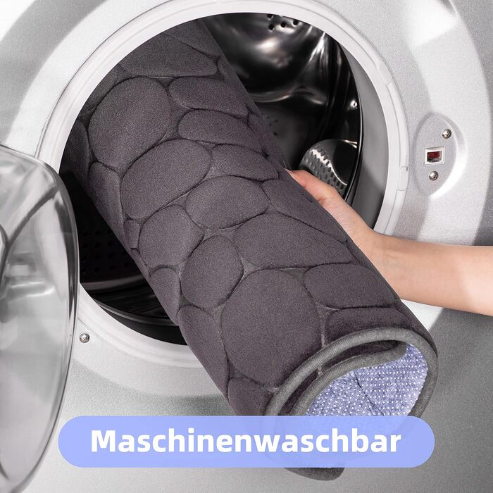 Килимок для ванної кімнати chakme з ефектом пам'яті (Memory Foam), абсорбуючий та протиковзкий килим у ванну та вітальню, 43×61 см, темно-сірий