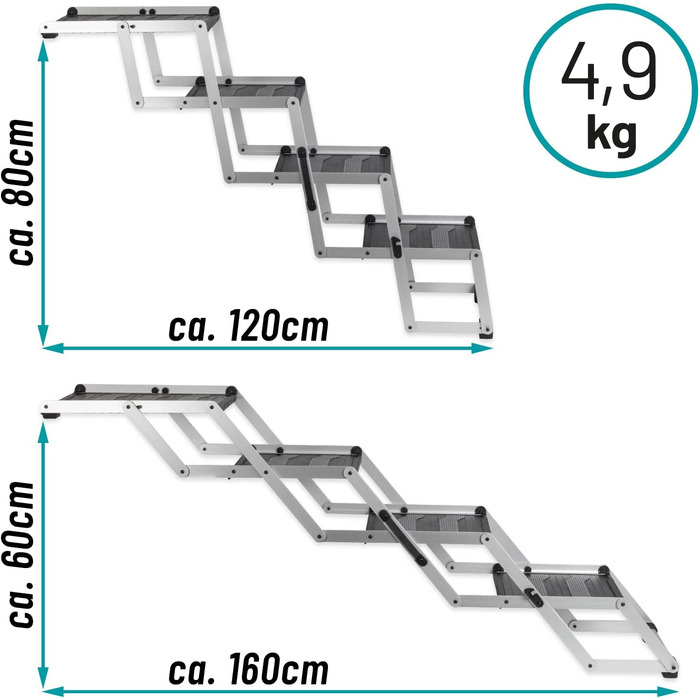 Сходинка для собак VOSS.PET, 4 ступені, для багажника авто, з алюмінію, з захисним килимком