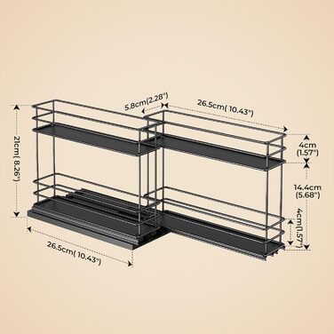 Організатор для спецій Orimade - висувна полиця для спецій, 3 шт (2 шт 5см, чорний)