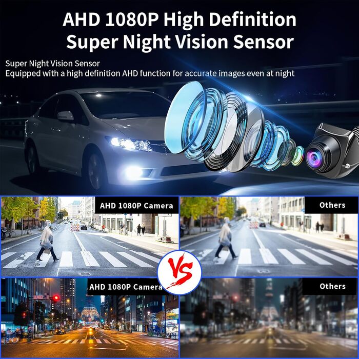 Автомобільна HD 1080P камера заднього виду OBEST з 4.3'' монітором, нічне бачення, водонепроникна IP69, комплект для автобуса, фургона, вантажівки, кемпера, причепа