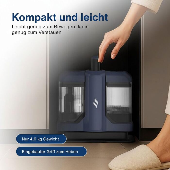 Samako Teppichreiniger Polsterreiniger: компактний ручний пристрій для чищення килимів та м'яких меблів, 400W, 2 великі резервуари для води, підходить для всіх типів тканини