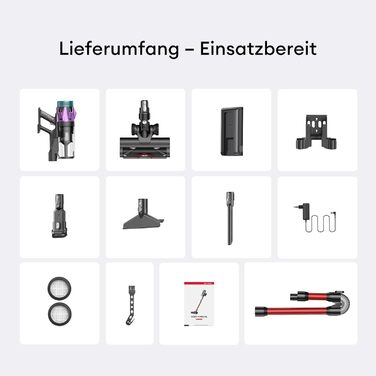 Бездротовий акумуляторний пилосос Ultenic 55000Pa/600W, 80хв, 1.6л, з Multi-Циклон фільтрацією, сенсорним екраном, антизаплутана щітка, док-станція, для шерсті тварин/килимів/твердих підлог, червоний