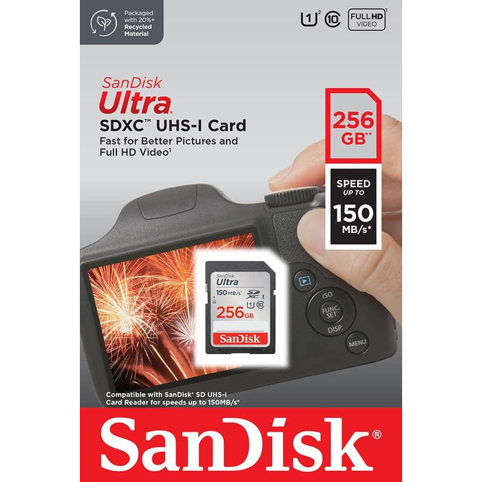 Карта пам'яті SanDisk Ultra SDXC 256 GB, швидкість читання до 150 МБ/с