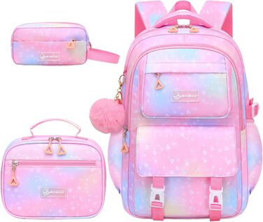Шкільний рюкзак для дівчинки-підлітка 3 в 1: рюкзак, ланч-бокс, пенал. Підходить для ноутбука 15.6