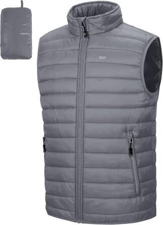 Стьобана жилетка для чоловіків 33000ft Outdoor з утеплювачем, гібридна спортивна жилетка з 5 кишенями, для походів та їзди на коні (Сірий, 4XL)