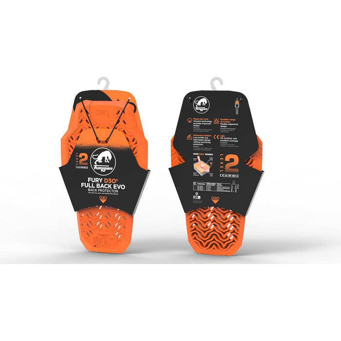 Мотозахист спини Furygan D3O EVO Level 2, сертифікований, гнучкий, легкий, помаранчевий, 2024