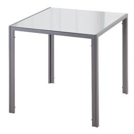 HOMCOM Square Glass Dining Table - Compact Kitchen Table with Glass Top in Grey