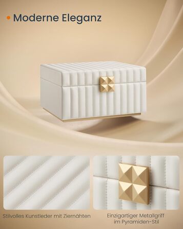 SONGMICS HOME ANAH: Шкатулка для прикрас з дзеркалом, 2 ящики, білий колір, 21.5 x 24 x 13.5 см