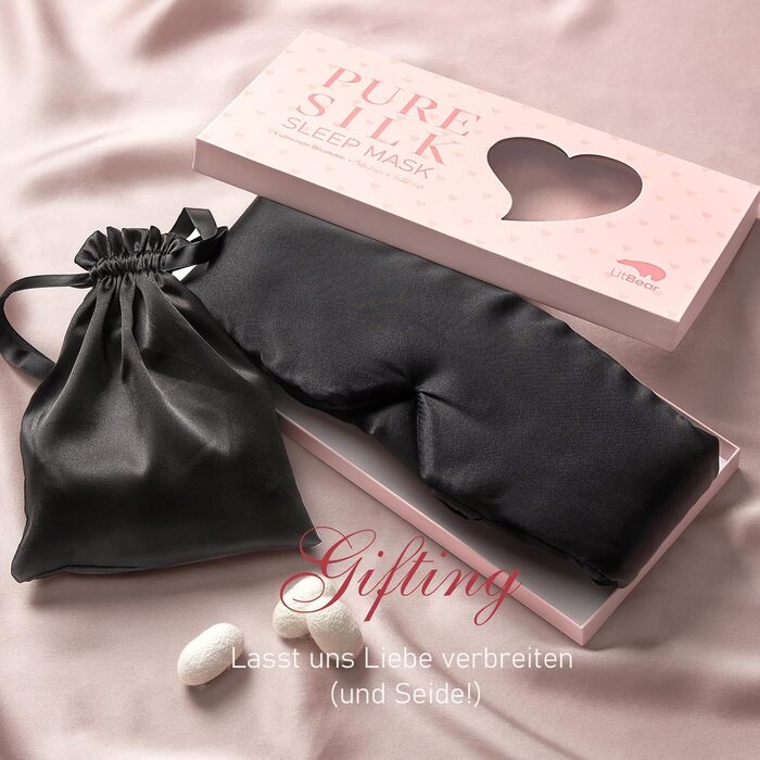 Шовкова маска для сну LitBear, 100% шовк 22 momme, для жінок та чоловіків, з регульованою стрічкою, комфортна та зручна