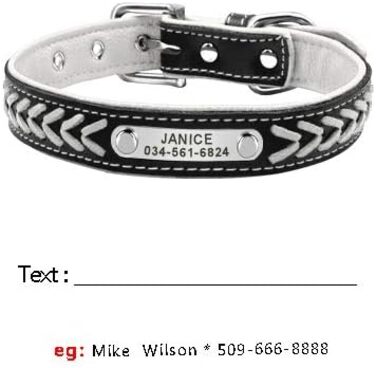 Регульовані шкіряні нашийники для собак та котів Berry з іменником, з м'якою підкладкою. Розміри L (37-47см), XL (47-57см)