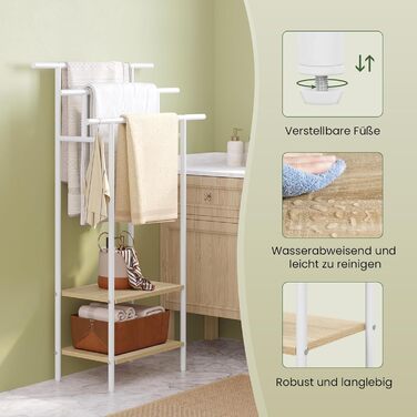 Підставка для рушників EUGAD з 3 полицями, з металу та ДСП, для ванної кімнати