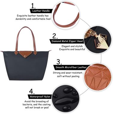 Жіноча сумка-шопер велика чорна водонепроникна, складана сумка через плече для подорожей, офісу, школи, покупок - темно-сіра