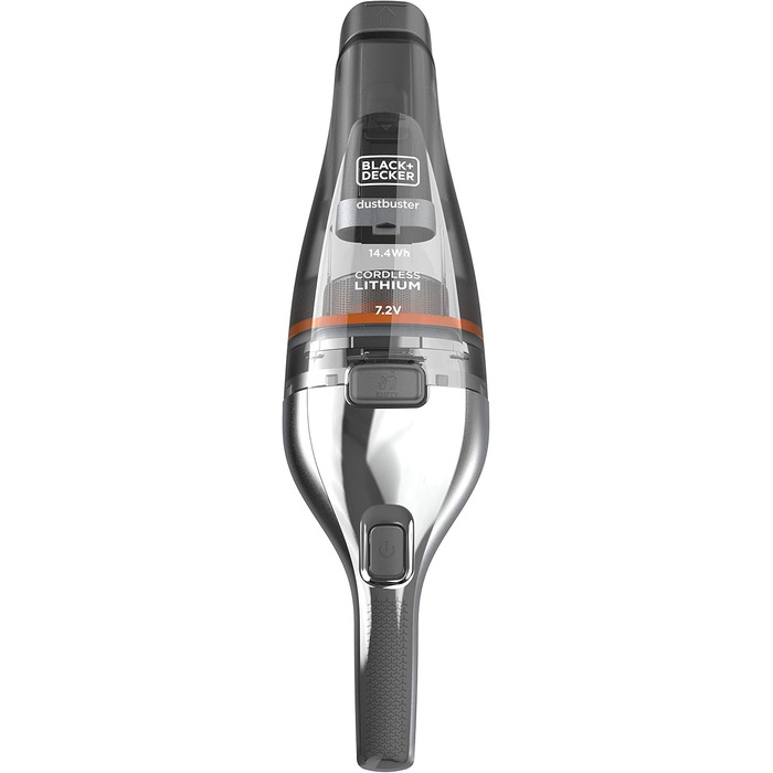Акумуляторний пилосос ручний BLACK+DECKER Dustbuster NVC220WBC 7.2V (1.5Ah), сірий металік, 385 мл, без мішка, з насадкою для щілин та док-станцією
