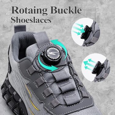 Черевики безпеки для чоловіків та жінок. Легкі, спортивні, дихаючі, з автоматичною фіксацією, швидкозастібаючі. Захист від ударів, сталевий підносок. Розміри 36-46 EU, 45 EU. Сірий колір. Модель 266.