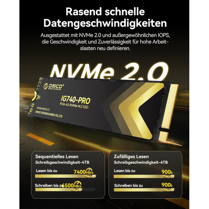 SSD Orico IG740PRO 4TB PCIe 4.0 NVMe M.2 - Швидкий SSD для ПК, Ноутбука та PS5