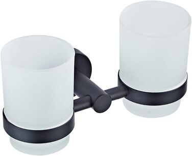 SXLSZ Matte Black Toothbrush Holder Wall Mounted, with 2 x Frosted Glass Toothbrush Cups/Mouthwash Cups, Electric Toothbrush Holder Set, Bathroom Accessories Toothbrush Cups