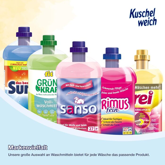 Кондиціонер для білизни Kuschelweich Sanft und Mild (Свіжість), 6 x 2 л (на 456 прань), гіпоалергенний, без мікропластику