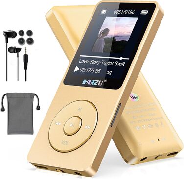 MP3-плеєр 64GB з Bluetooth 5.3, легкий (30г), до 80 годин роботи, 1.8