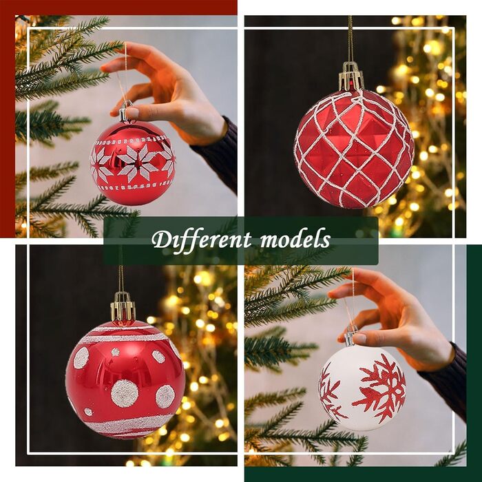 Набір прикрас для ялинки Robofun 44 шт. Червоні та золоті кульки для ялинки, міцні та безпечні, пластикові, для дому та вулиці