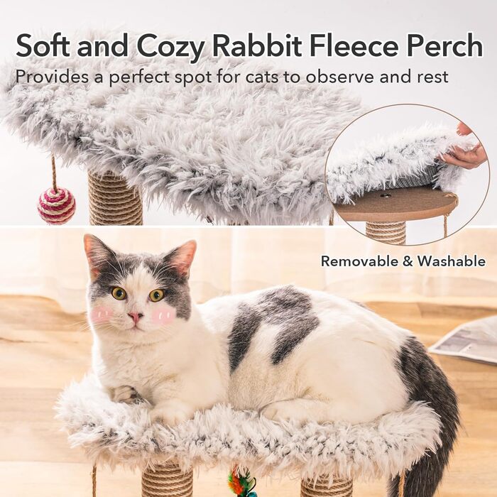 MEWOOFUN 2-Tier Rotating Kitten Toy Cat Toy Self-Entertainment - Cat Toy Roller for Indoor Cats with Natural Sisal Scratcher Cat Self-Groomer, Grey