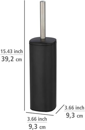 Набір для туалету WENKO Alassio: щітка для унітазу з висувним змінним наконечником (8,5 см), чорний, сталь, 9,3 x 39,2 x 9,3 см
