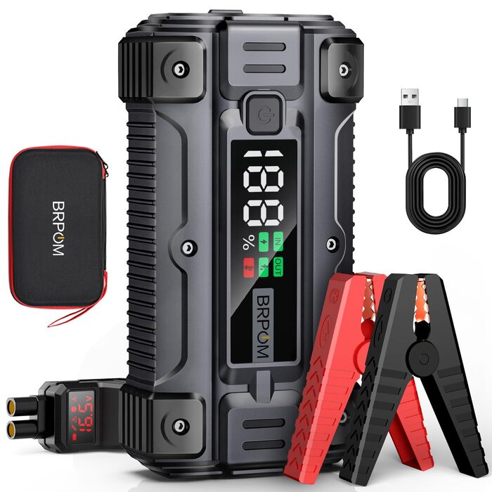 BRPOM Пусковий пристрій для авто/мото 8000A 26800mAh з LED-ліхтарем та USB Quick Charge 3.0 BM502