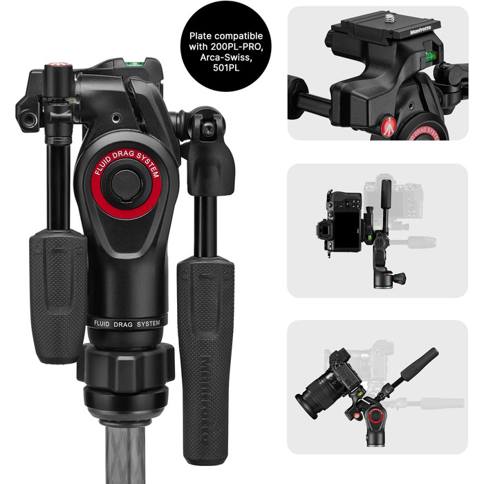 Штатив Manfrotto Befree Advanced 3-Way з тріножкою та рідинною головкою для камер та відеокамер до 6 кг, алюміній, фотоаксесуари для DSLR, CSC, Mirrorless, фото та відео