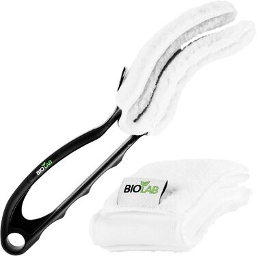 BIOLAB Venetian Blind Cleaning Tongs (incl. 2 Pads) and Blind Cleaning Brush (exterior), for cleaning blinds & Venetian blinds, blind cleaner, slat cleaner, Venetian blind cleaner
