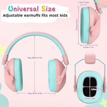 Навушники для захисту від шуму для дітей, навушники для дітей з аутизмом, пасивний захист вух для учнів початкової школи, регульовані навушники для концертів (рожевий/блакитний)