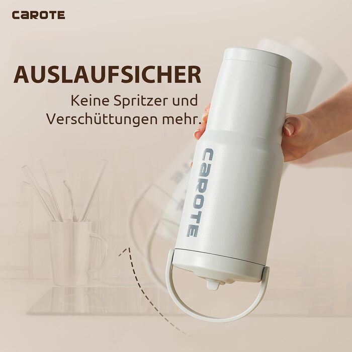 CAROTE Stainless Steel Water Bottle with Straw 960ml, Vacuum Thermos Flask with Flexible Lid, Leak-Proof, BPA-Free, Double-Walled Insulated Bottle for Hot and Cold Drinks