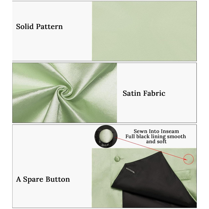 Жилет чоловічий DiBanGu з атласу та краваткою-метеликом, Salbeigrün (M) – для весілля та свят