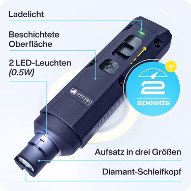 Електричний точилка для собачих кігтів з LED-підсвіткою, Navy