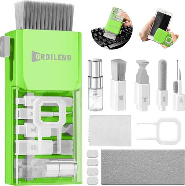 Набір для чищення клавіатури Ordilend: для смартфонів, ноутбуків, планшетів, ПК, моніторів, AirPods, з пульверизатором та щіткою
