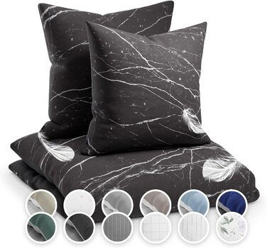 Комплект постільної білизни Sleepwise 200x200, 3 шт. - мікрофібра, ÖKO-TEX, дихаюча, практична, без прасування (чорний мармур)